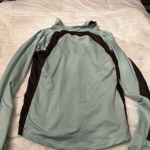 Women’s medium small light aqua and gray Long Sleeve workout jacket sweatshirt
